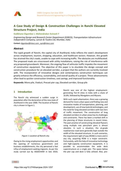 A Case Study of Design & Construction Challenges in Ranchi Elevated Structure Project, India