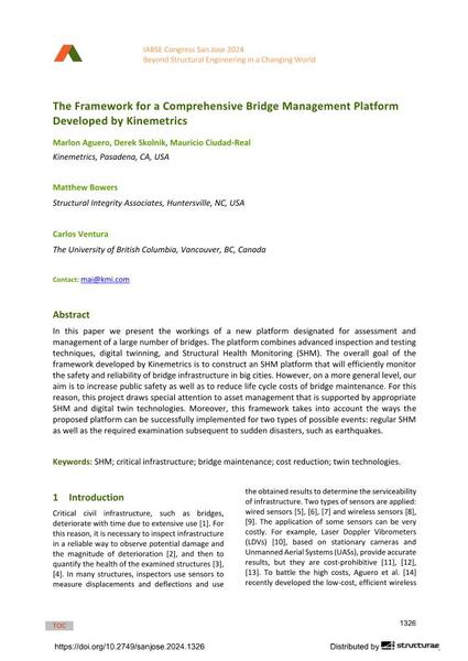 The Framework for a Comprehensive Bridge Management Platform Developed by Kinemetrics