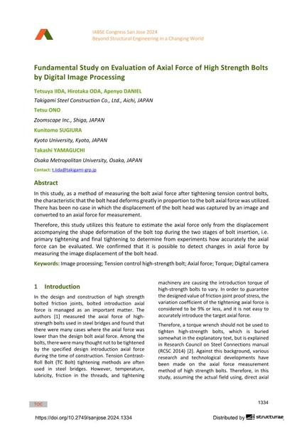  Fundamental Study on Evaluation of Axial Force of High Strength Bolts by Digital Image Processing