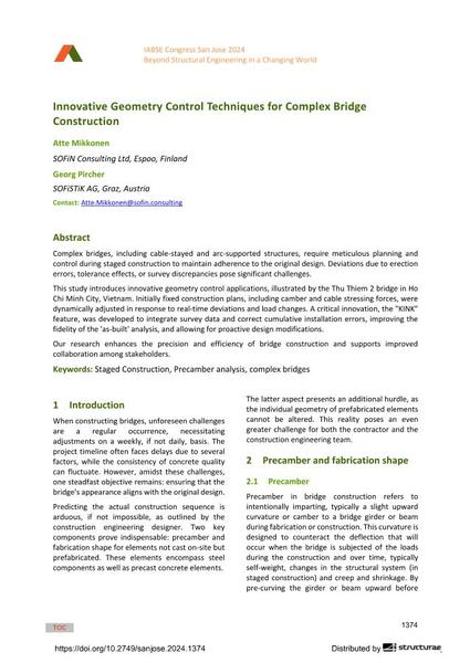  Innovative Geometry Control Techniques for Complex Bridge Construction