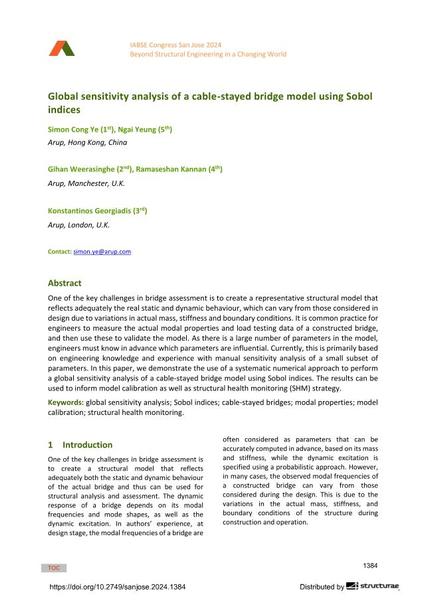  Global sensitivity analysis of a cable-stayed bridge model using Sobol indices