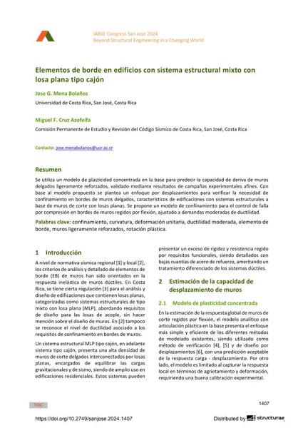  Elementos de borde en edificios con sistema estructural mixto con losa plana tipo cajón