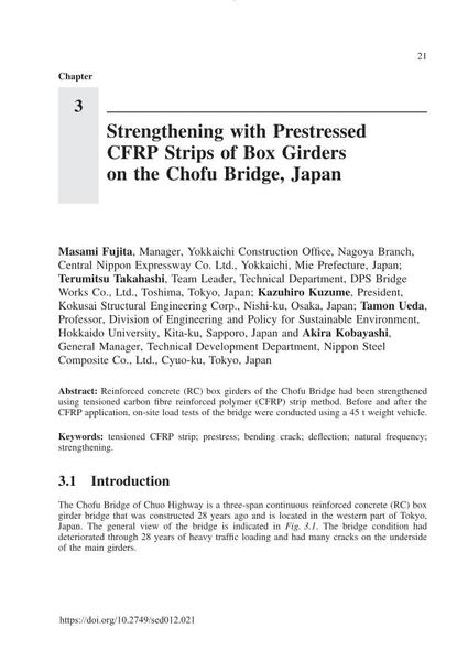  Strengthening with Prestressed CFRP Strips of Box Girders on the Chofu Bridge, Japan