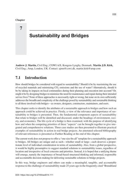  Sustainability and Bridges