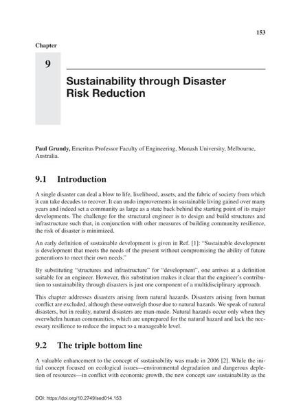  Sustainability through Disaster Risk Reduction