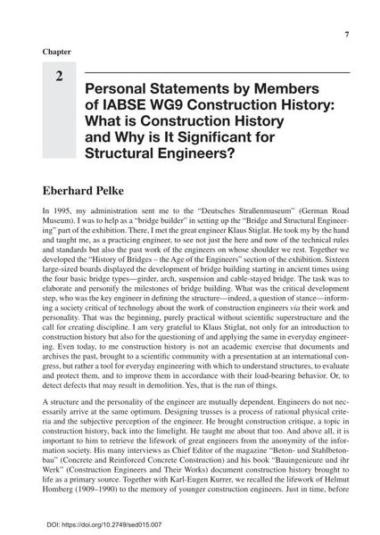  Personal Statements by Members of IABSE WG9 Construction History: What is Construction History and Why is It Significant for Structural Engineers?