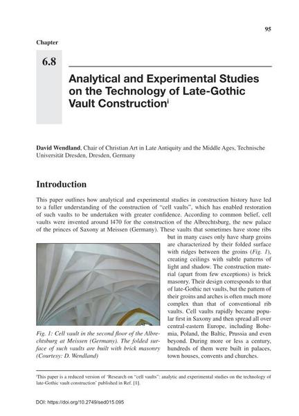  Analytical and Experimental Studies on the Technology of Late-Gothic Vault Construction