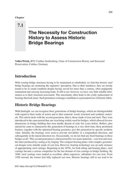 The Necessity for Construction History to Assess Historic Bridge Bearings