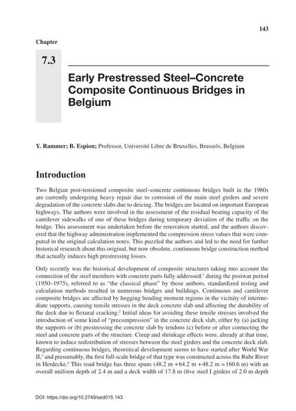  Early Prestressed Steel–Concrete Composite Continuous Bridges in Belgium