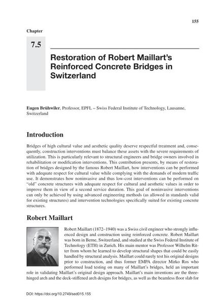  Restoration of Robert Maillart's Reinforced Concrete Bridges in Switzerland