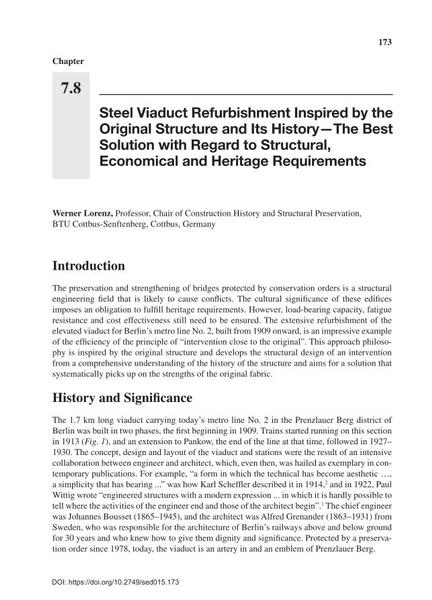  Steel Viaduct Refurbishment Inspired by the Original Structure and Its History—The Best Solution with Regard to Structural, Economical and Heritage Requirements