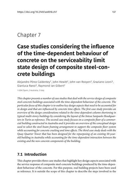  Case studies considering the influence of the time-dependent behaviour of concrete on the serviceability limit state design of composite steel-concrete buildings