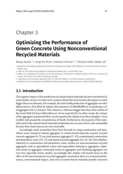  Optimizing the Performance of Green Concrete Using Nonconventional Recycled Materials