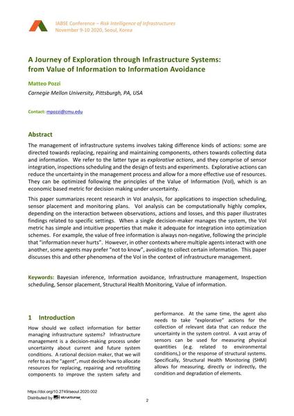 A Journey of Exploration through Infrastructure Systems: from Value of Information to Information Avoidance