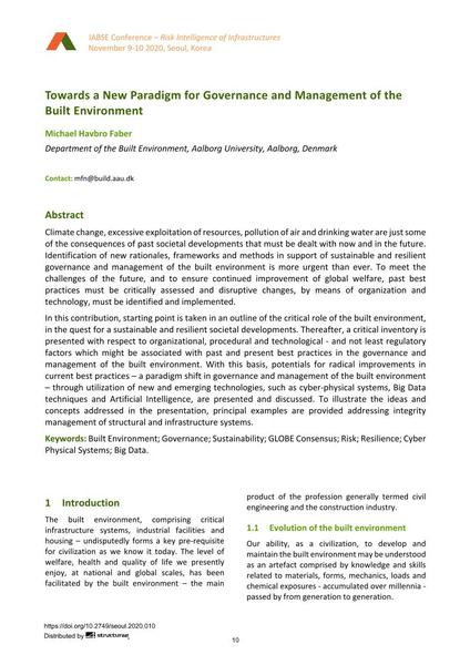  Towards a New Paradigm for Governance and Management of the Built Environment