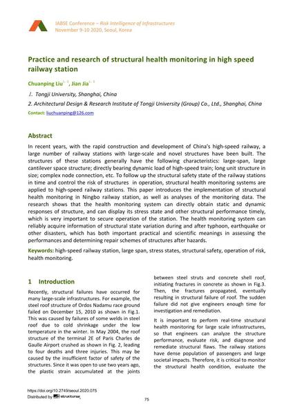  Practice and research of structural health monitoring in high speed railway station