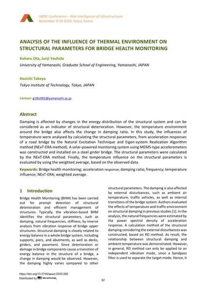 Analysis of the Influence of Thermal Environment on Structural Parameters for Bridge Health Monitoring