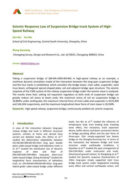  Seismic Response Law of Suspension Bridge-track System of High- Speed Railway
