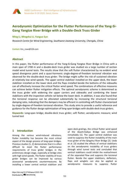  Aerodynamic Optimization for the Flutter Performance of the Yang-Si- Gang Yangtze River Bridge with a Double-Deck Truss Girder