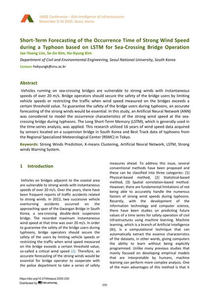  Short-Term Forecasting of the Occurrence Time of Strong Wind Speed during a Typhoon based on LSTM for Sea-Crossing Bridge Operation
