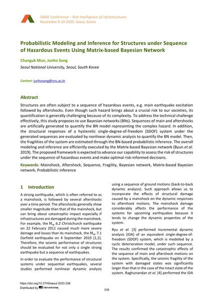  Probabilistic Modeling and Inference for Structures under Sequence of Hazardous Events Using Matrix-based Bayesian Network