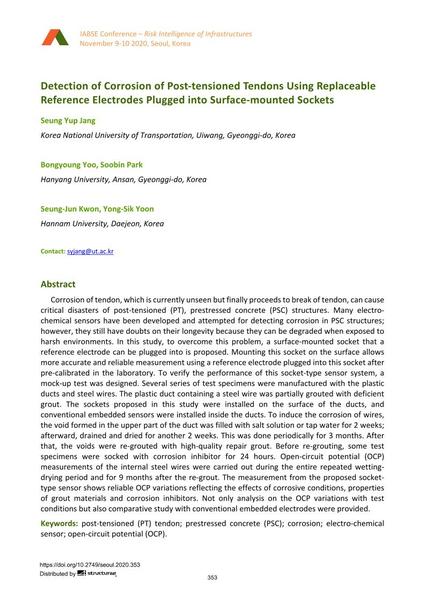  Detection of Corrosion of Post-tensioned Tendons Using Replaceable Reference Electrodes Plugged into Surface-mounted Sockets