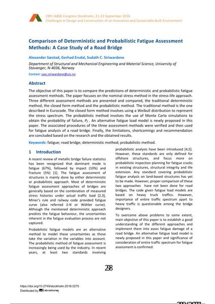  Comparison of Deterministic and Probabilistic Fatigue Assessment Methods: A Case Study of a Road Bridge