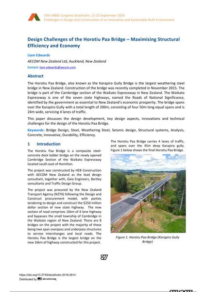 Design Challenges of the Horotiu Paa Bridge – Maximising Structural Efficiency and Economy