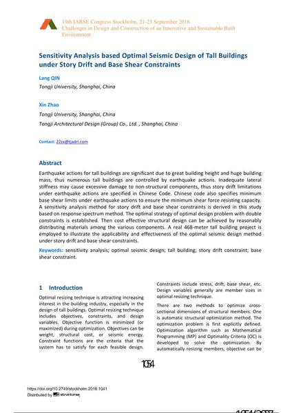  Sensitivity Analysis based Optimal Seismic Design of Tall Buildings under Story Drift and Base Shear Constraints