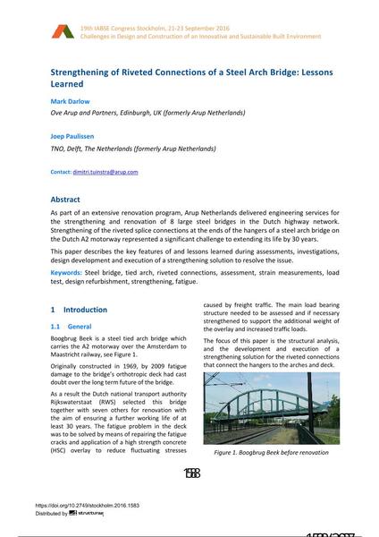  Strengthening of Riveted Connections of a Steel Arch Bridge: Lessons Learned