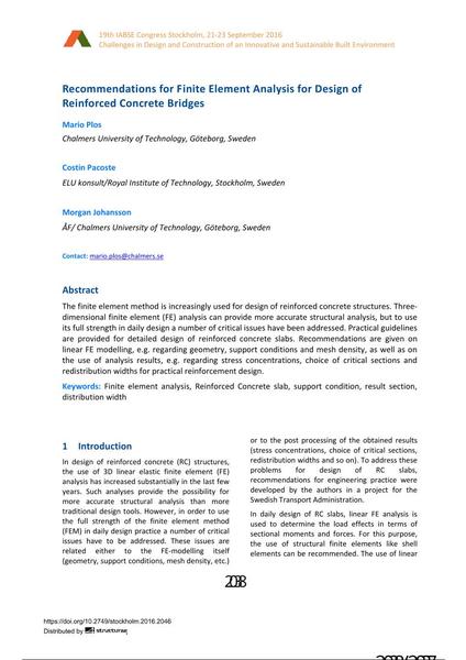  Recommendations for Finite Element Analysis for Design of Reinforced Concrete Bridges