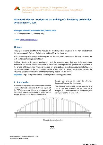  Marchetti Viaduct - Design and assembling of a bowstring arch bridge with a span of 250m
