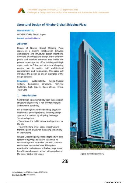  Structural Design of Ningbo Global Shipping Plaza
