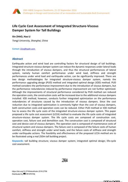  Life Cycle Cost Assessment of Integrated Structure-Viscous Damper System for Tall Buildings