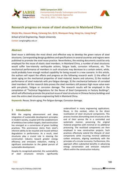  Research progress on reuse of steel structures in Mainland China