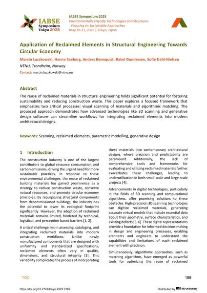  Application of Reclaimed Elements in Structural Engineering Towards Circular Economy