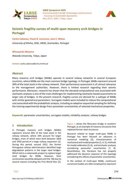  Seismic fragility curves of multi-span masonry arch bridges in Portugal