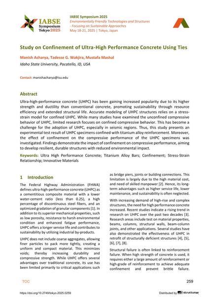  Study on Confinement of Ultra-High Performance Concrete Using Ties