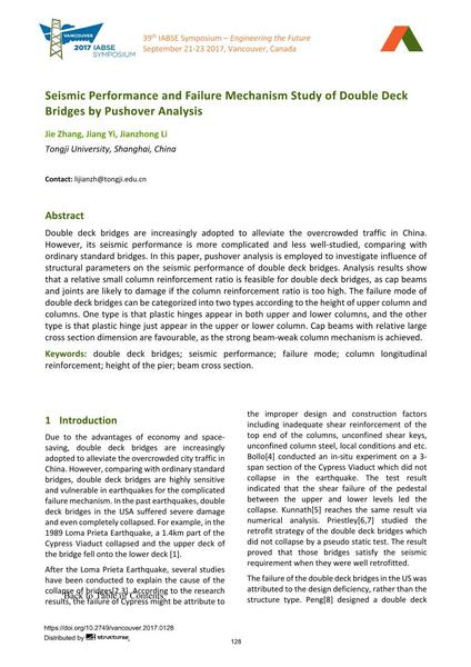  Seismic Performance and Failure Mechanism Study of Double Deck Bridges by Pushover Analysis