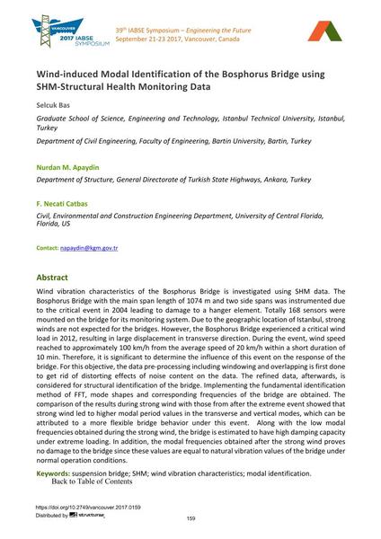  Wind-induced Modal Identification of the Bosphorus Bridge using SHM-Structural Health Monitoring Data