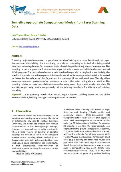  Tunneling Appropriate Computational Models from Laser Scanning Data