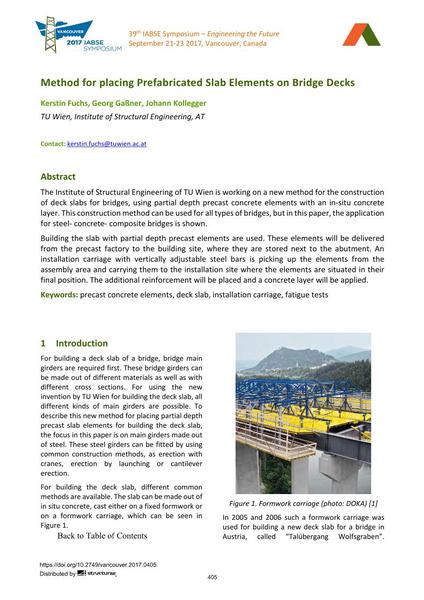  Method for placing Prefabricated Slab Elements on Bridge Decks