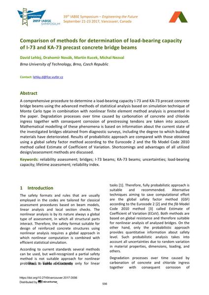  Comparison of methods for determination of load-bearing capacity of I-73 and KA-73 precast concrete bridge beams