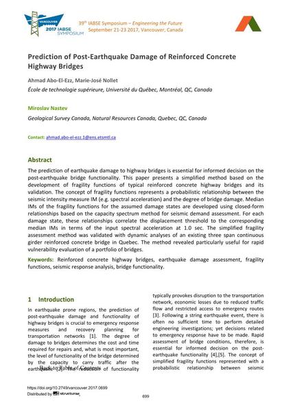  Prediction of Post-Earthquake Damage of Reinforced Concrete Highway Bridges