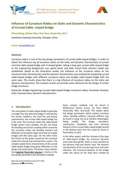  Influence of Curvature Radius on Static and Dynamic Characteristics of Curved Cable- stayed bridge
