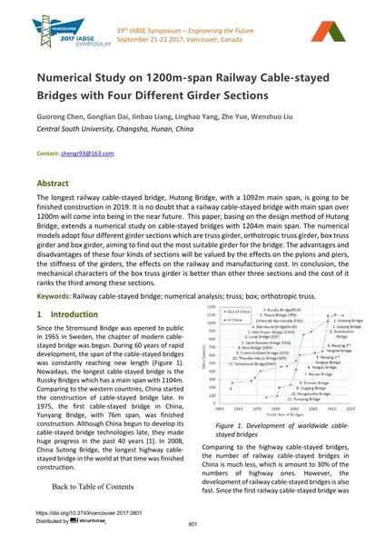  Numerical Study on 1200m-span Railway Cable-stayed Bridges with Four Different Girder Sections