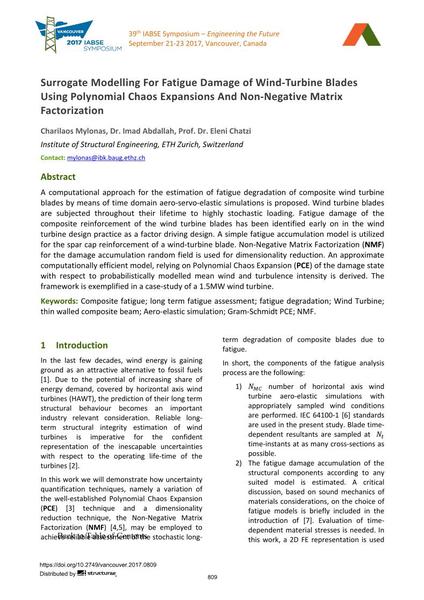  Surrogate Modelling For Fatigue Damage of Wind-Turbine Blades Using Polynomial Chaos Expansions And Non-Negative Matrix Factorization