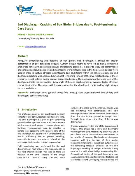  End Diaphragm Cracking of Box Girder Bridges due to Post-tensioning: Case Study