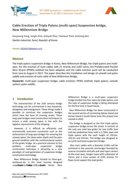  Cable Erection of Triple Pylons (multi-span) Suspension bridge, New Millennium Bridge