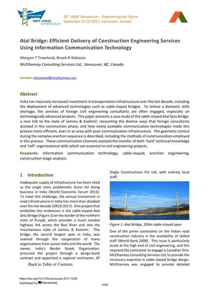  Atal Bridge: Efficient Delivery of Construction Engineering Services Using Information Communication Technology